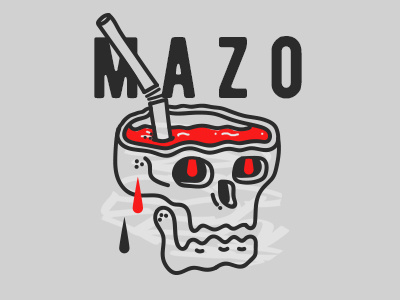 Mazo black blood bone bones grey red skull tattoo