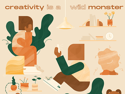 Creativity Monsters create creativity education illustration illustrator imagination ipad learn plants school shoes sneakers vector