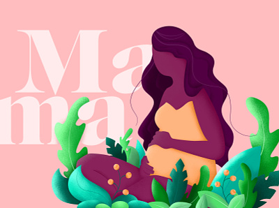 Mother In Nature baby flowers illustration mama mother motherhood mothers day nature plants