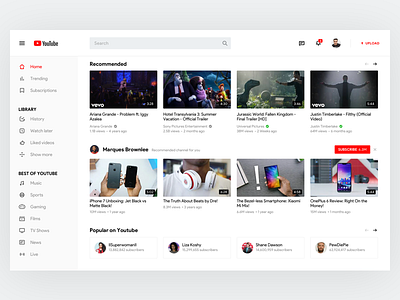 Youtube Redesign Concept concept dashboad redesign web youtube