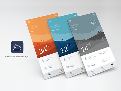 Weather app UI & illustration