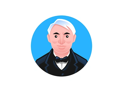 Thomas Alva Edison circle design dribbble face famous figure flat fp93 hello hellodribbble history iconic illustration illustrator inventor simple thomasalvaedison typography vector