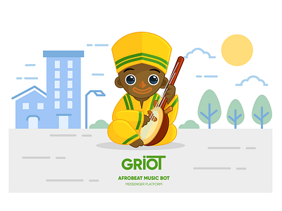 GRIOT Mascot app branding characterdesign company culture design figure flat fp93 icon identity illustration illustrator logo mascot music simple typography vector website