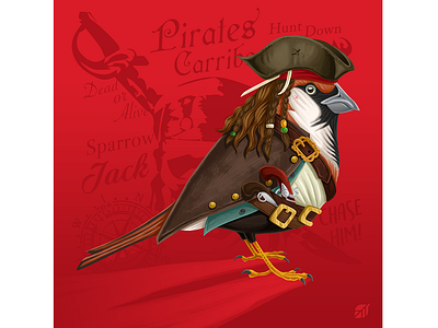 Sparrow Jack bird brush character design design digital painting fp93 illustration jack jackthesparrow movies photoshop pirates pirates of the caribbean red sparrow