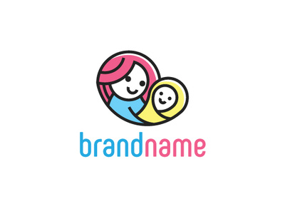 MotherCare Logo baby branding care community company design dribbble fp93 goldenratio healthy icon identity illustration logo modern parents pastel color people simple vector