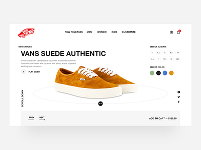 Vans Product Page Design authentic branding clean design era figma logo shoes sick skate skateboarding ui ux vans web website
