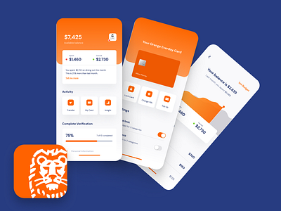 ING Banking App Redesign app bank branding card clean design everyday figma illustration ing logo orange ui ux