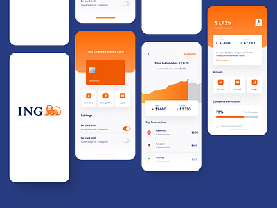 ING Banking App Redesign app australia banking blue branding clean design everyday figma illustration ing logo orange ui ux