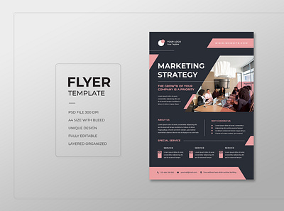 Flyer Business Marketing Strategy Black Pink Profesional flyer marketing modern office professional