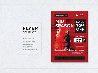 Flyer Fashion Red Black Mid Season Sale Simple Modern