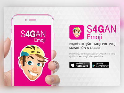 S4GAN Emoji app application emoji flat landing longshadow magenta onepage web