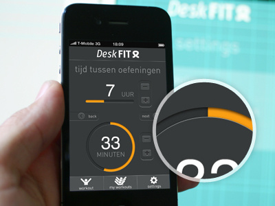 DeskFIT iPhone App app countdown design ios iphone mobile setting ui