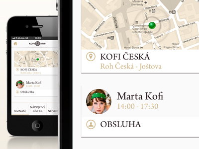 Kofi Kofi Map coffee geo geolocation ios iphone iphone app list location map minimal mobile profiles route simple