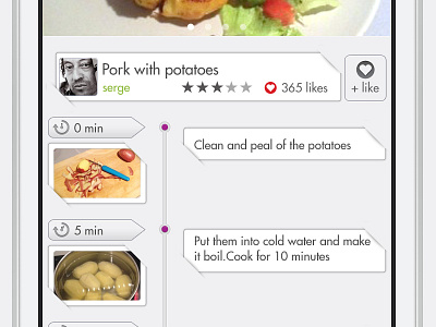 Eat Social clean food gray iphone like photo picture simple star timeline ui