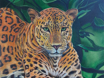 Winsome Leopard animalart canvas fine art oilpainting painting portrait