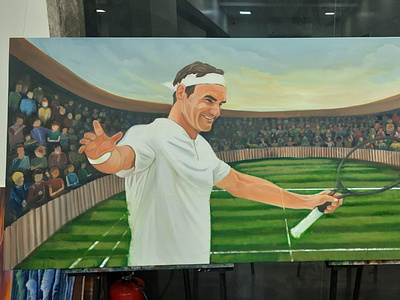Roger Federer 3d art fine art oil on canvas painting portrait