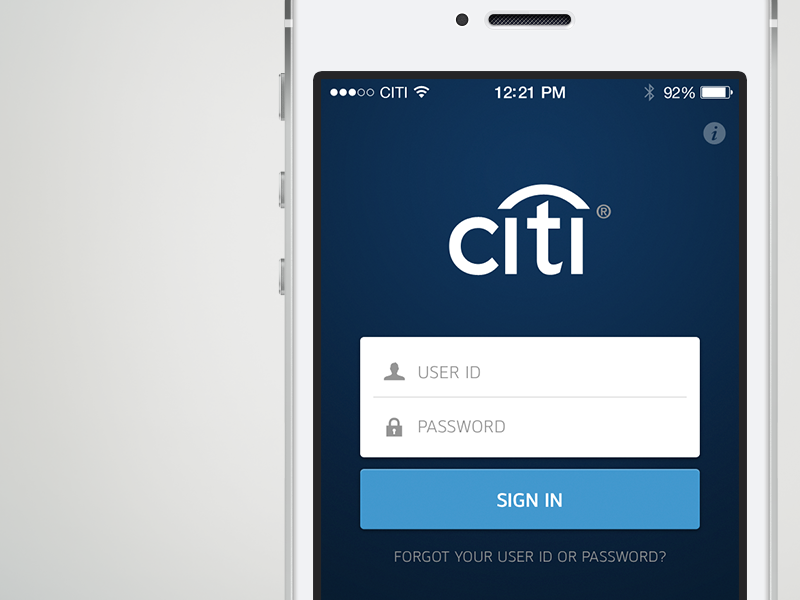 Citibank App - Login Screen by sam angeli on Dribbble