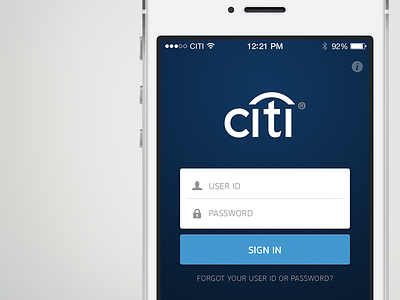 Citibank App - Login Screen banking clean interface ios iphone login ui ux