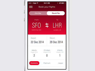 Virgin Atlantic Book book flights clean design flat ios 7 sketch ui ux virgin