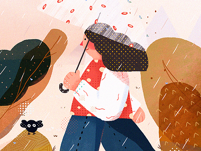Rainy Day art artist design drawing girl illustration rainy day umbrella