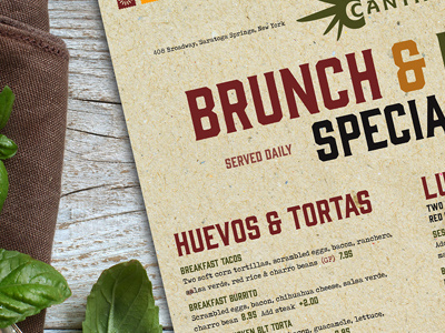 Cantina Menu design huevos menu mexican print restaurant