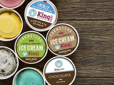 King Brothers Dairy Ice Cream branding cows craft dairy farm ice cream labels packaging