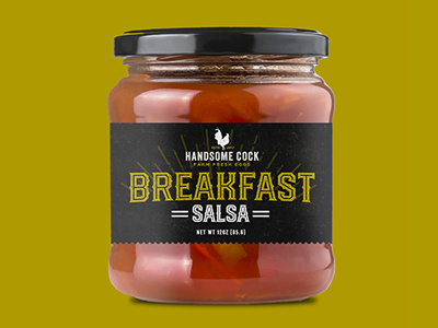 Handsome Cock Breakfast Salsa design huevos label packaging