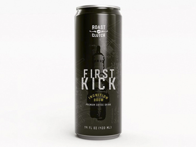 First Kick Ignition Brew beverage branding coffee craft design food packaging