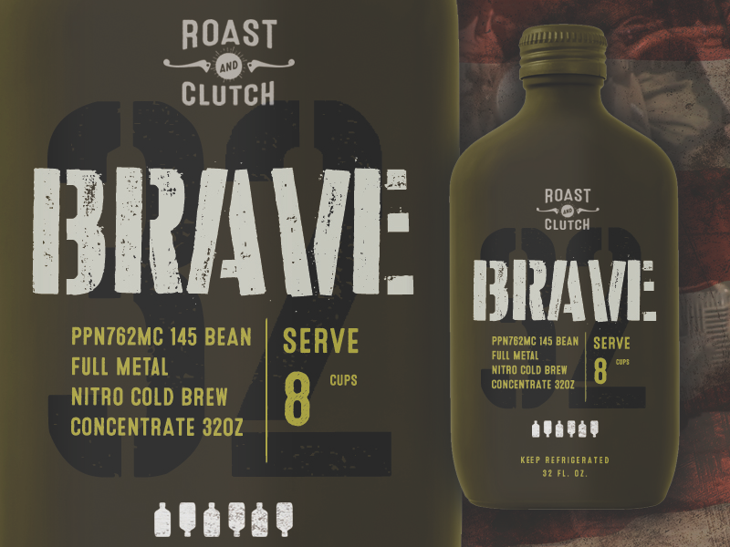 BRAVE package design graphic design typography cold brew nitro label coffee packaging design