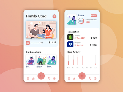 Family card app clean design mobile ui ux