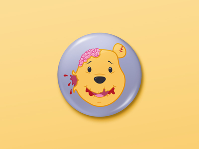 Zombie Winnie The Pooh blood brain disney illustration magnet pin badge winnie the pooh zombie