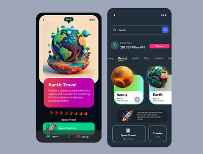 Space Travel App - Mobile App Inspiration design graphic design ui ux