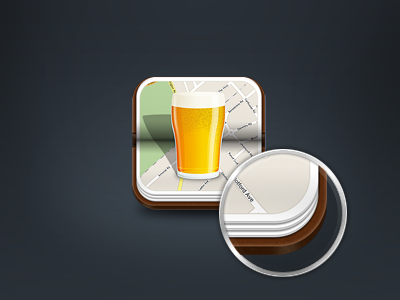 Beermap App Icon 3d app beer book drink icon iphone map paper reflections