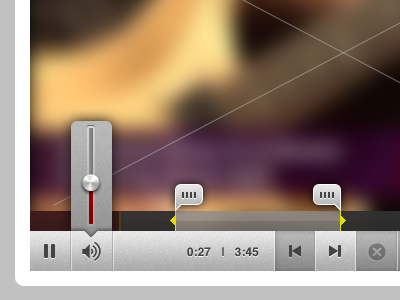 Video Player UI - Volume Slider + In/Out Points buttons controls html5 ui video volume web