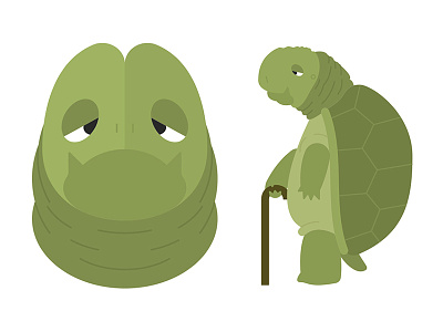 Grand Turtle animal flat design grandpa green illustration illustrator lazy old turtle
