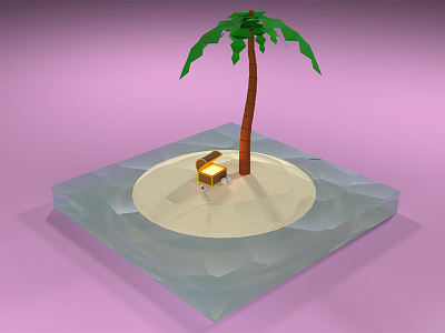 Treasure 3d animation blender chest cycles gold island palm pirates render skull tropical