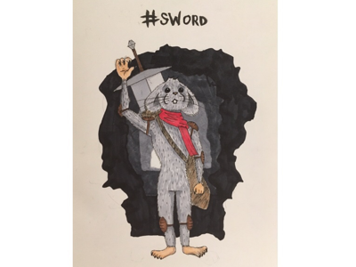Day 6 - Sword cave inkt inktober inktober2017 mouse scarf sword