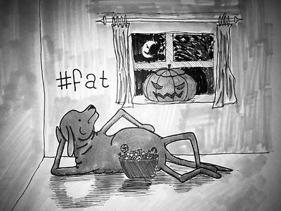 Day 16 - Fat dog fat halloween inktank inktober inktober2017