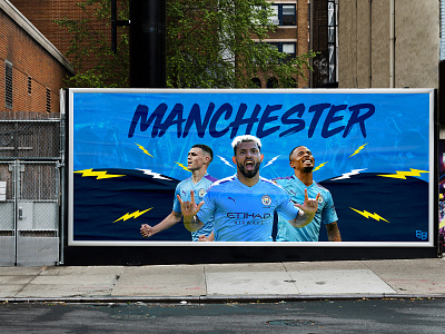 manchester city poster design billboard billboard design design football gameday manchestercity matchday poster premierleague soccer social media sports