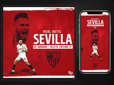 Sevilla Matchday design football gameday laliga matchday poster soccer social media sports