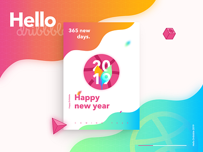 Hi Dribbblers， Happy New Year 2019！ app branding branding desgin app design happy new year hi dribbblers illustration new year card ui ux
