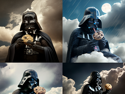 Darth Vader Eating Cereal On A Cloud app branding design graphic design illustration logo