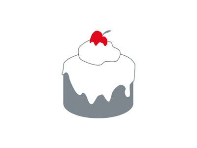 icon: (the) cake (is a lie.) cake gray grey red simplicity white