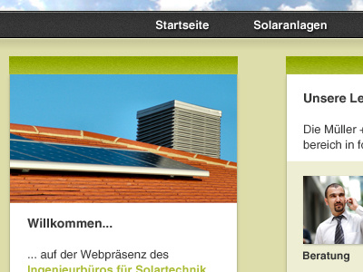 Ingenieurbüro für Solartechnik — content box & main navigation