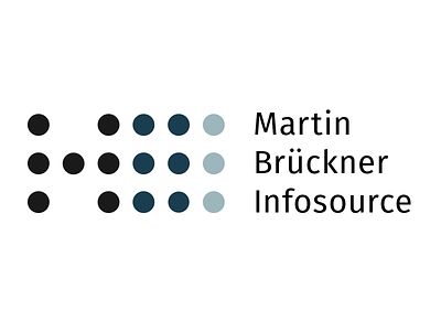 logo for »Martin Brückner Infosource« blue dots information logo simple source