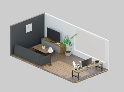 Living room interior 3d - 3D Blender 3d blender design interior minimal