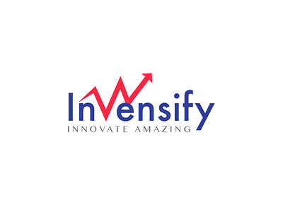 Invensify - Logo Design blue branding design invensify logo red