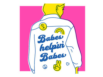 Jacket Babe babe contour design feminine feminist fresh girl power illustration jacket minimalist risograph zine