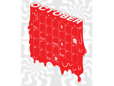 SPOOKY CAL - Red blood calendar drip halloween october ooze spooky