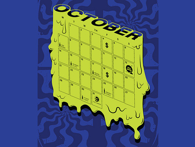 SPOOKY CAL - Green calendar drip halloween ooze slime spooky